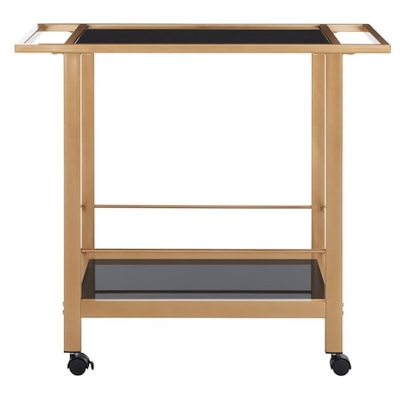 Safavieh 34.5 x 15.8 x 31.3 in. Gaelle 2 Tier Bar Cart with Handles - Matte Gold & Black BCT8009B